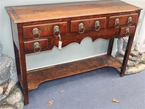 A small 18th century oak potboard dresser W.130cm